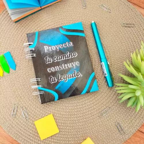 Agenda mini personalizada azul para profesionales