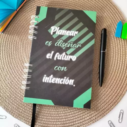 Agenda planeadora personalizada verde mate para hombre