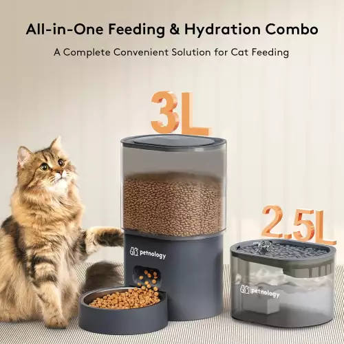 Alimentador y dispensador de agua automático - Petnology DuoFeeder