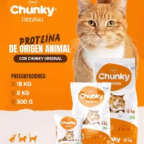 Alimento gato Chunky adulto carne 8 kg con omega