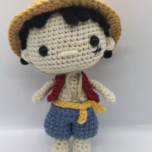 Amigurumi Luffy anime tejido a mano 12 cm