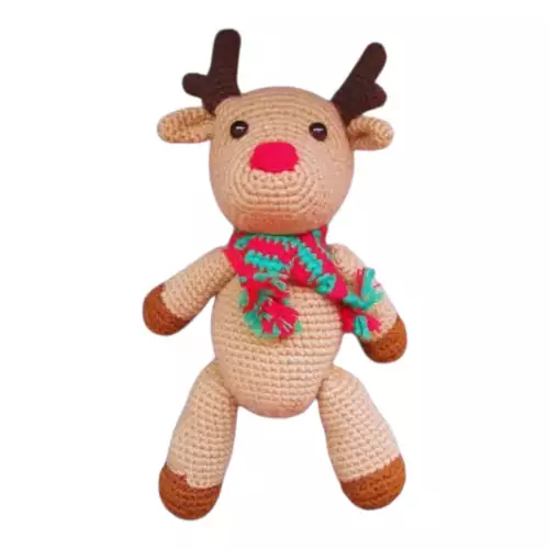Amigurumi Rodolfo Reno navideño tejido a mano 26 cm