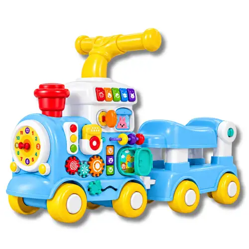 Andador Y Caminador Didactico Musical 5 En 1 Para Bebes Tren Interactivo Celeste
