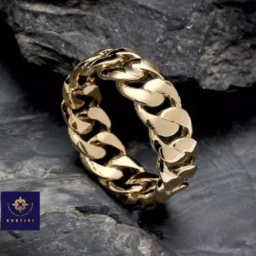 Anillo cubano trenzado oro laminado 18K 7.8mm