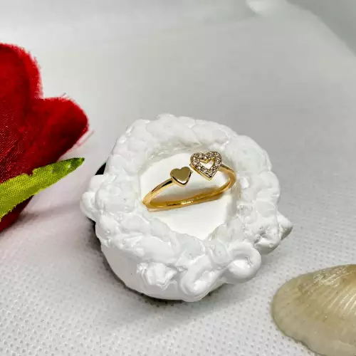 Anillo en covergold dos corazones ajustable