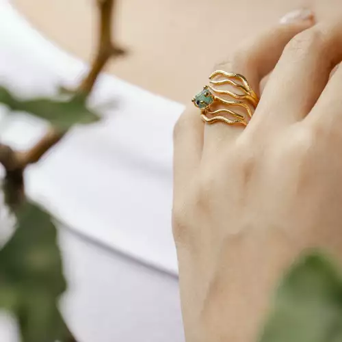 Anillo Esencia en bronce bañado en oro de 24K para mujer