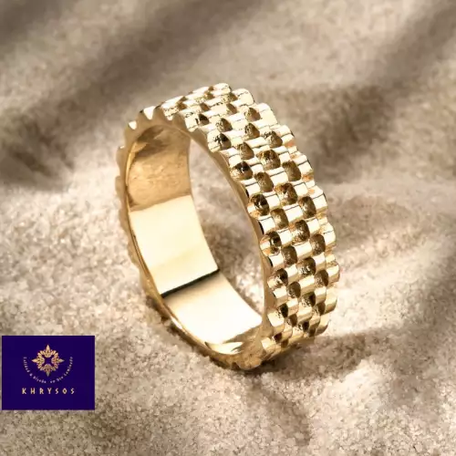 Anillo Titán canales oro laminado 7.2mm hombre