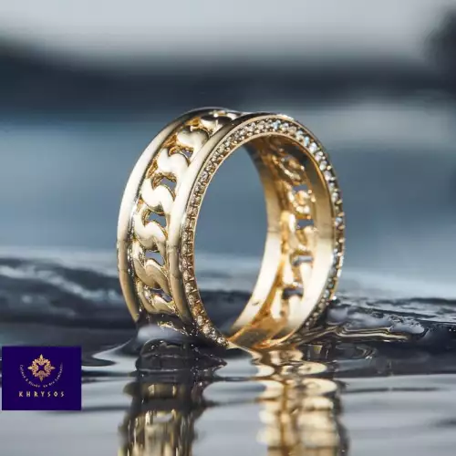Anillo Zeus círculos entrelazados oro laminado 8mm