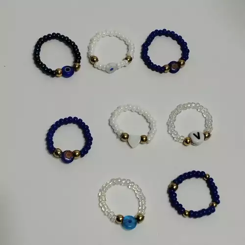 Anillos elásticos con mostacilla y perla disponibles S M L