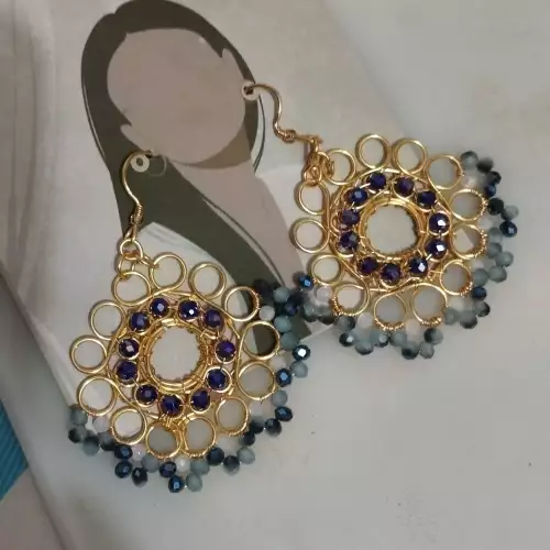 ARETE ALAMBRISMO CON CRISTAL DE MURANO Y BROCHE DE ALAMBRISMO