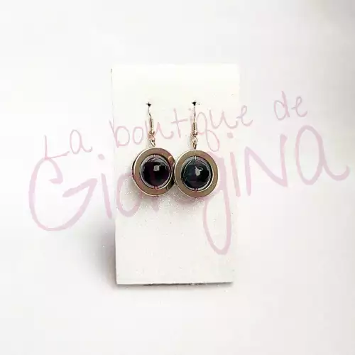 Aretes ágata negro azul