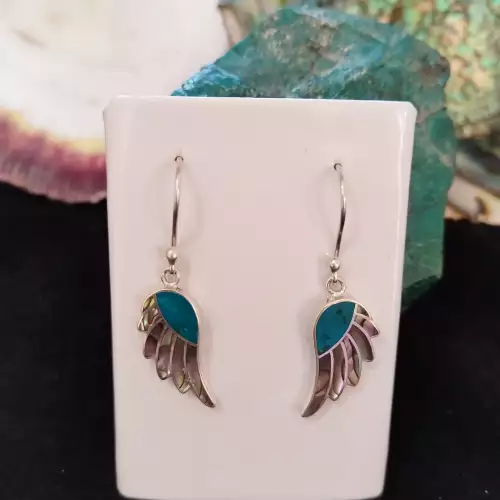 Aretes Alas de cóndor plata 950 piedras naturales