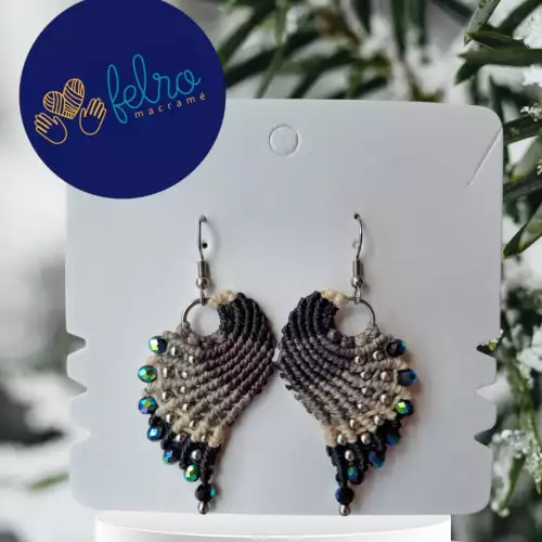 Aretes Alitas, pavo reales, alas de ángel en micro macramé, Nudos de Medianoche