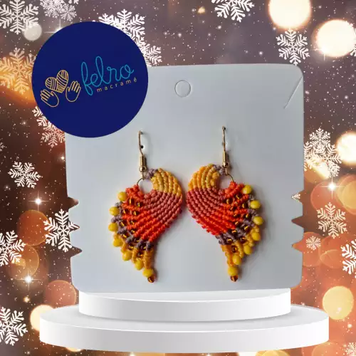 Aretes Alitas, pavo reales, alas de ángel en micro macramé, Sol de Tarde