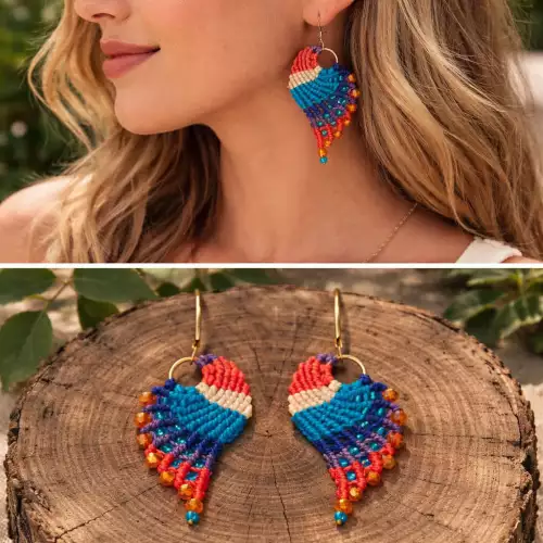 Aretes alitas cielo de mandarina hecho a mano