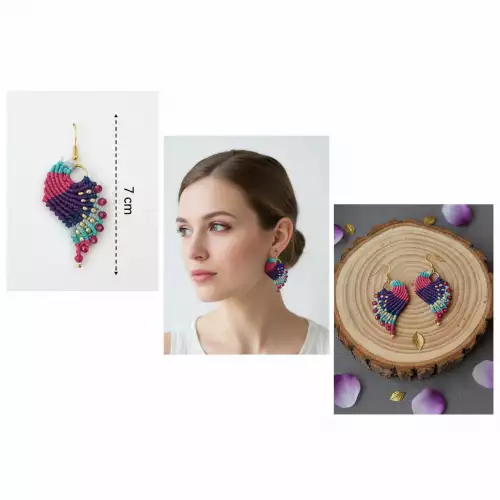 Aretes alitas en micro-macramé polvo de estrella