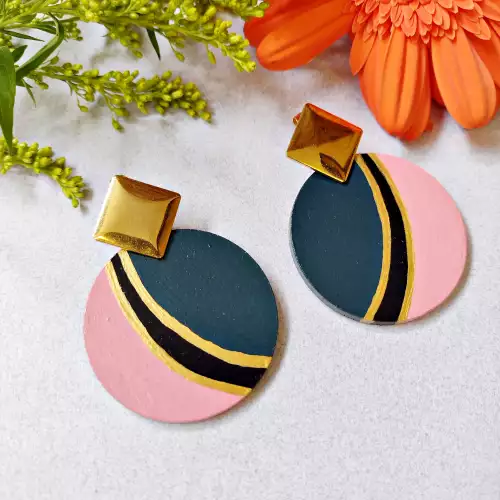 Aretes artesanales grandes círculos multicolor para mujer