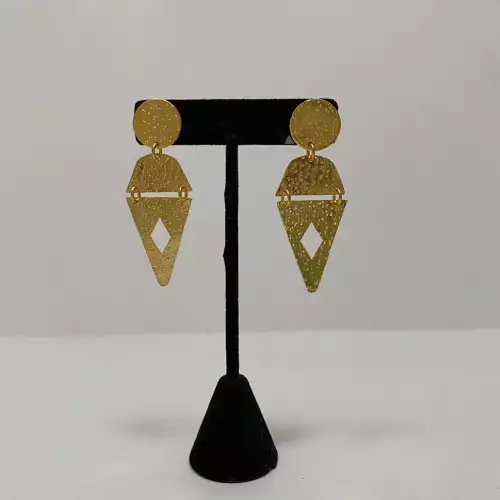 Aretes bronce diamante dividido baño oro 24k