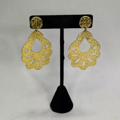 Aretes bronce figura español grande baño oro 24k