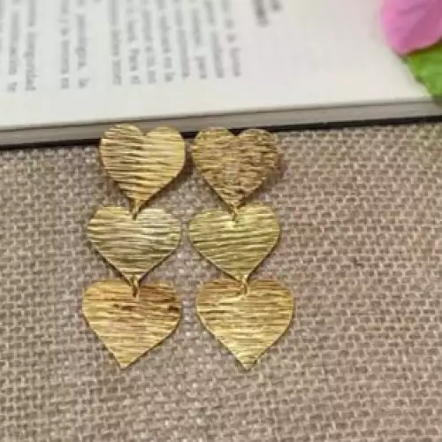 Aretes bronce figuras 3 corazones