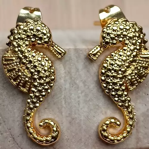 Aretes caballito de mar brisa marina rodio