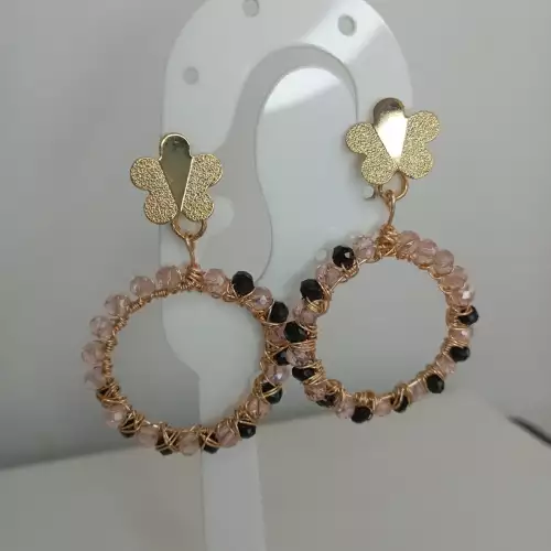 ARETES CIRCULARES EN ALAMBRISMO CON CRISTALES DE MURANO Y RODIO