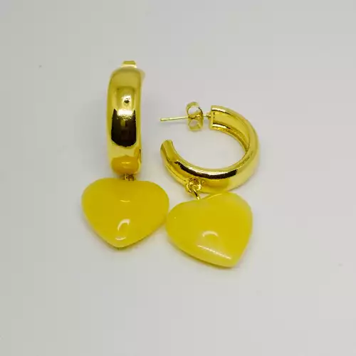 ARETES CORAZON AMARILLOS