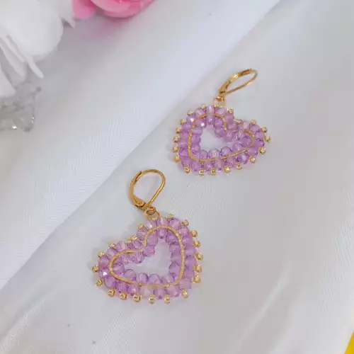 Aretes corazón con cristal de Murano en acero inoxidable