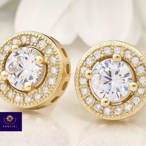 Aretes Cristal plata 925 chapado oro 18K gemas