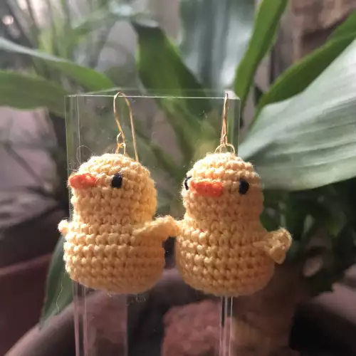 Aretes crochet pato grande en algodón mercerizado
