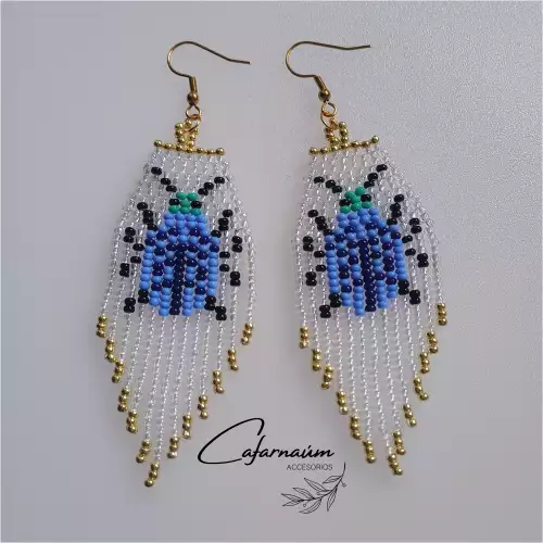 ARETES ESCARABAJO AZUL