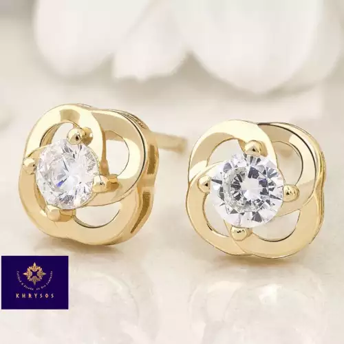 Aretes Espiral plata 925 chapado oro 18K gemas
