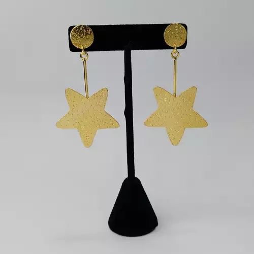 Aretes estrella bronce baño oro 24 kt para mujer