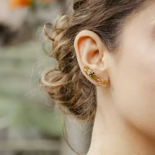Aretes Evolución en bronce bañado en oro de 24K para mujer