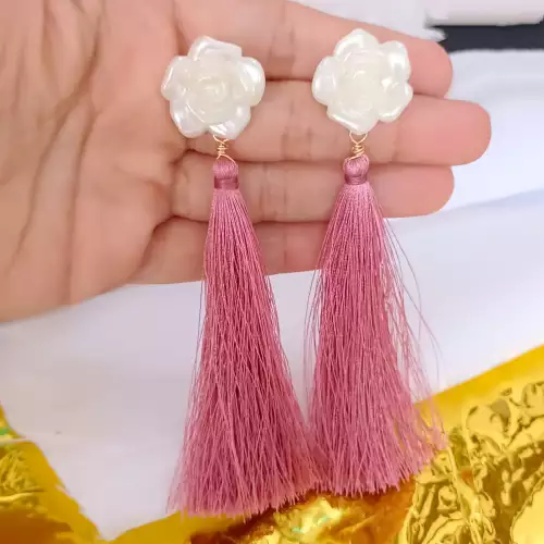 Aretes florencia flores acrílico en hilo super livianos