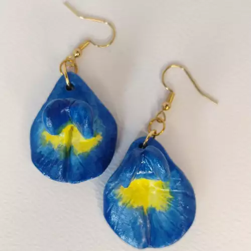 Aretes galactia azul marino arcilla artesanal
