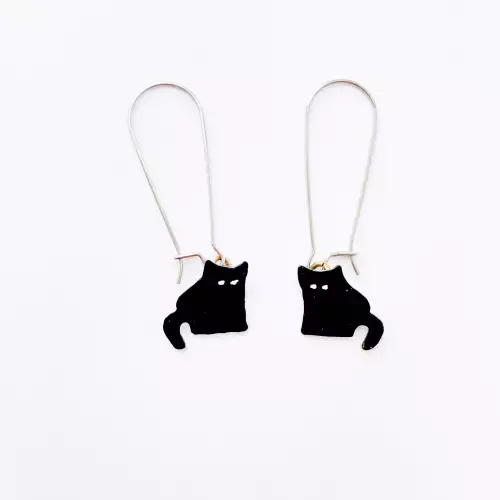 Aretes gatito negro fatcat bronce y acero