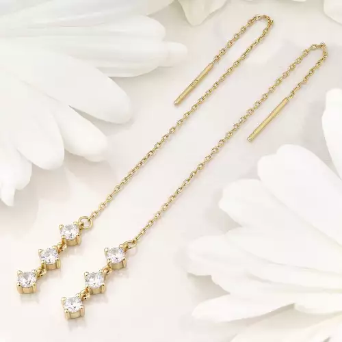 Aretes Kiara largos en plata 925 y oro 18K