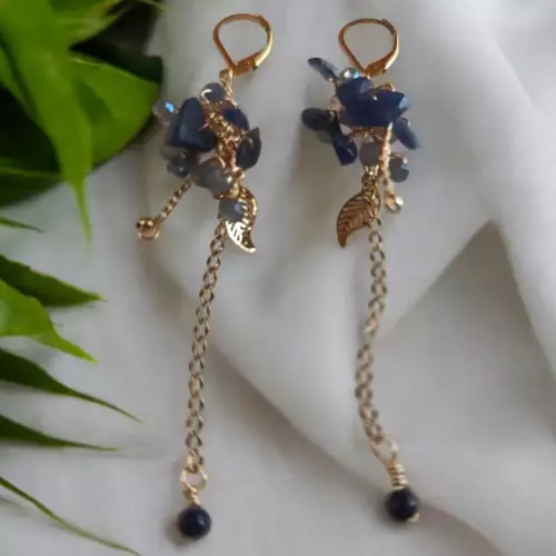 Aretes lapislázuli con herrajes acero inoxidable