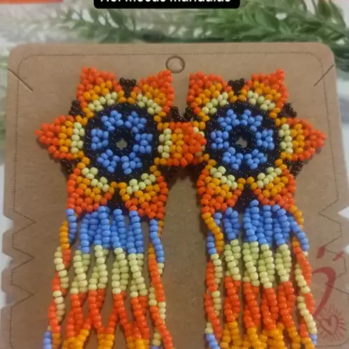 Aretes mandala bohemios hechos a mano con mostacilla