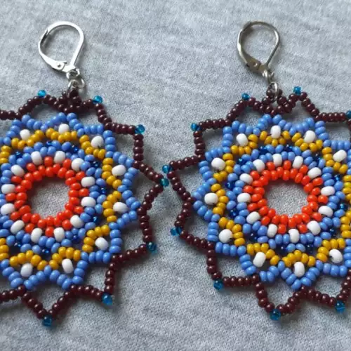 Aretes mandala mostacilla acero quirúrgico hecho a mano