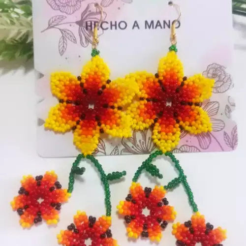 Aretes margaritas en mostacilla hechos a mano