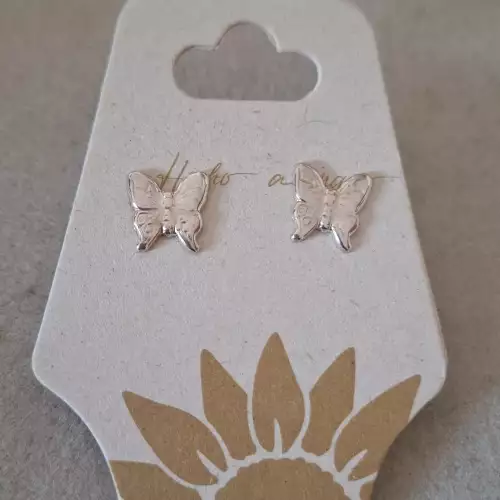 Aretes mariposa en plata 950 ley artesanal hecho a mano