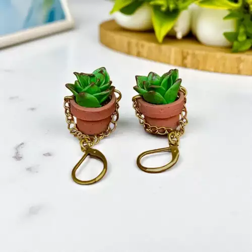 Aretes mini suculentas en arcilla hecho a mano
