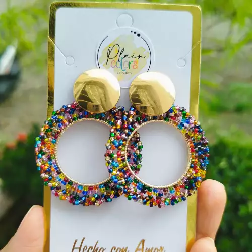 Aretes mostacilla Praga multicolor acero inoxidable