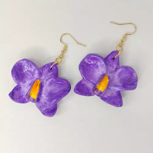 Aretes orquídea phalaenopsis púrpura arcilla