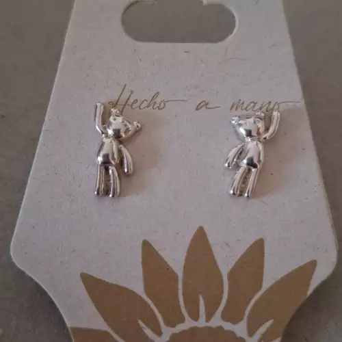 Aretes ositos 3D en plata 950 hecho a mano