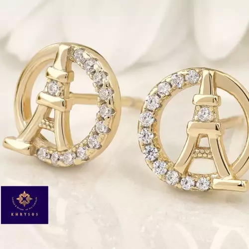 Aretes París en plata 925 con baño oro 18K