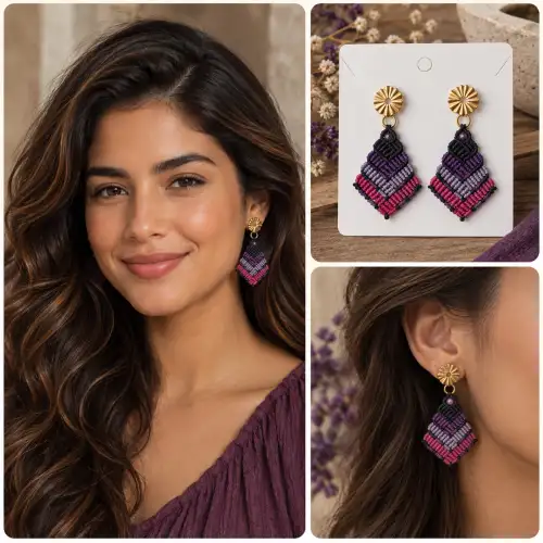 Aretes Pirámide Aurora Violeta