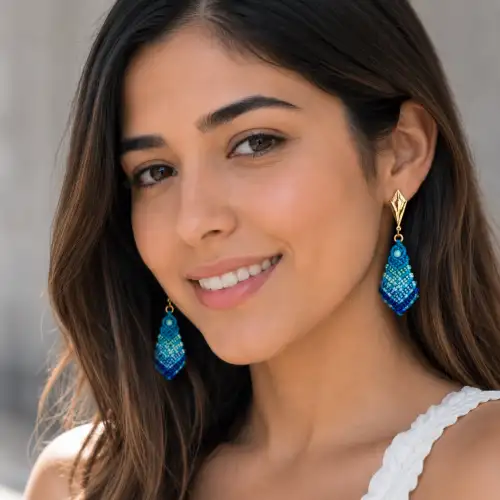 Aretes Pirámide Azul Turquesa